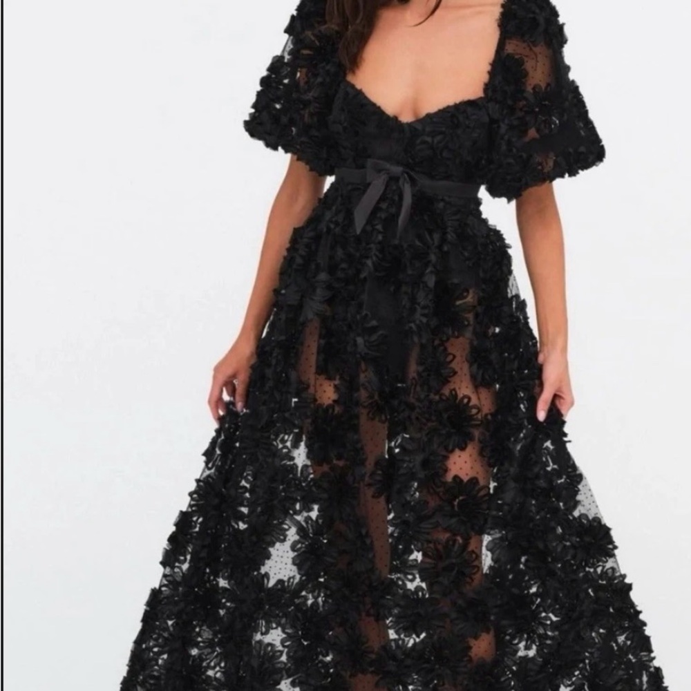 For Love And Lemons Black Floral Maxi Dress XS NWT FABULOUS!